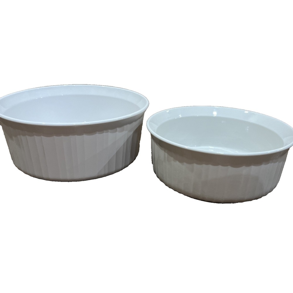 (2) CorningWare French White Round Casserole Baking Dish 2.5 qt & 1.5 qt Oven